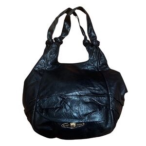 Elliot Lucca Dark Navy Genuine Leather Bag – Hobo Scrunch Style